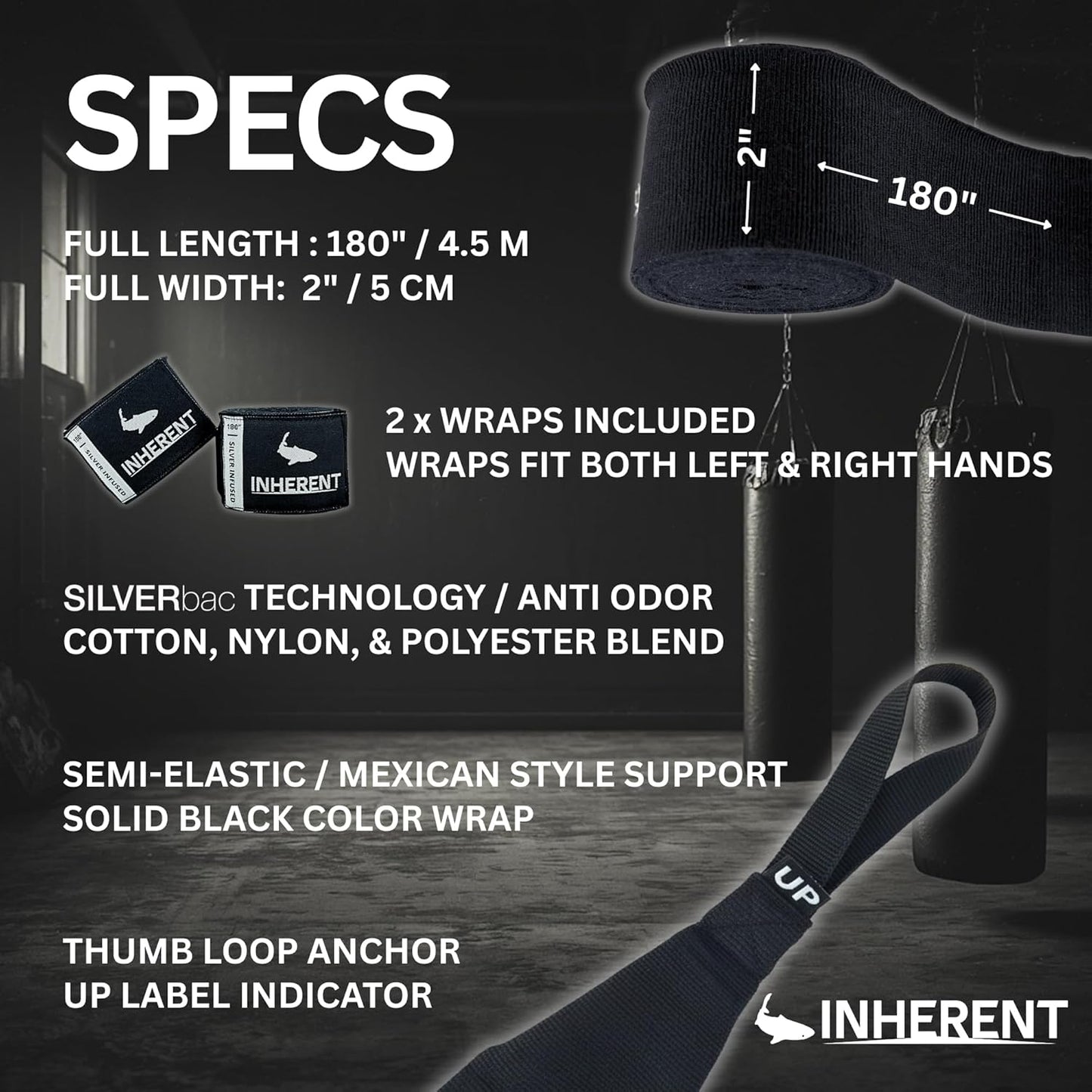 INHERENT Boxing Hand Wraps with SILVERbac